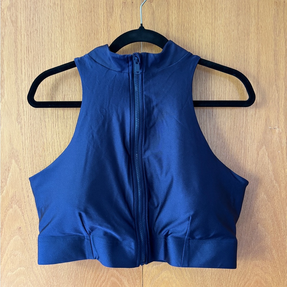 Fabletics Deep Blue Zip-Up Sports Bra